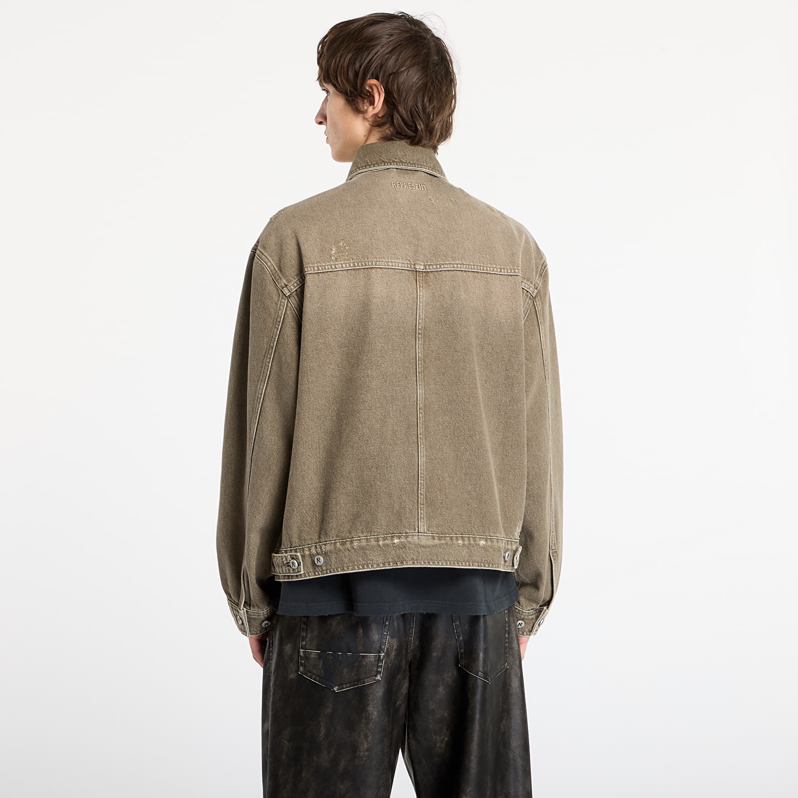Casacos REPRESENT Collared Denim Jacket Washed Olive