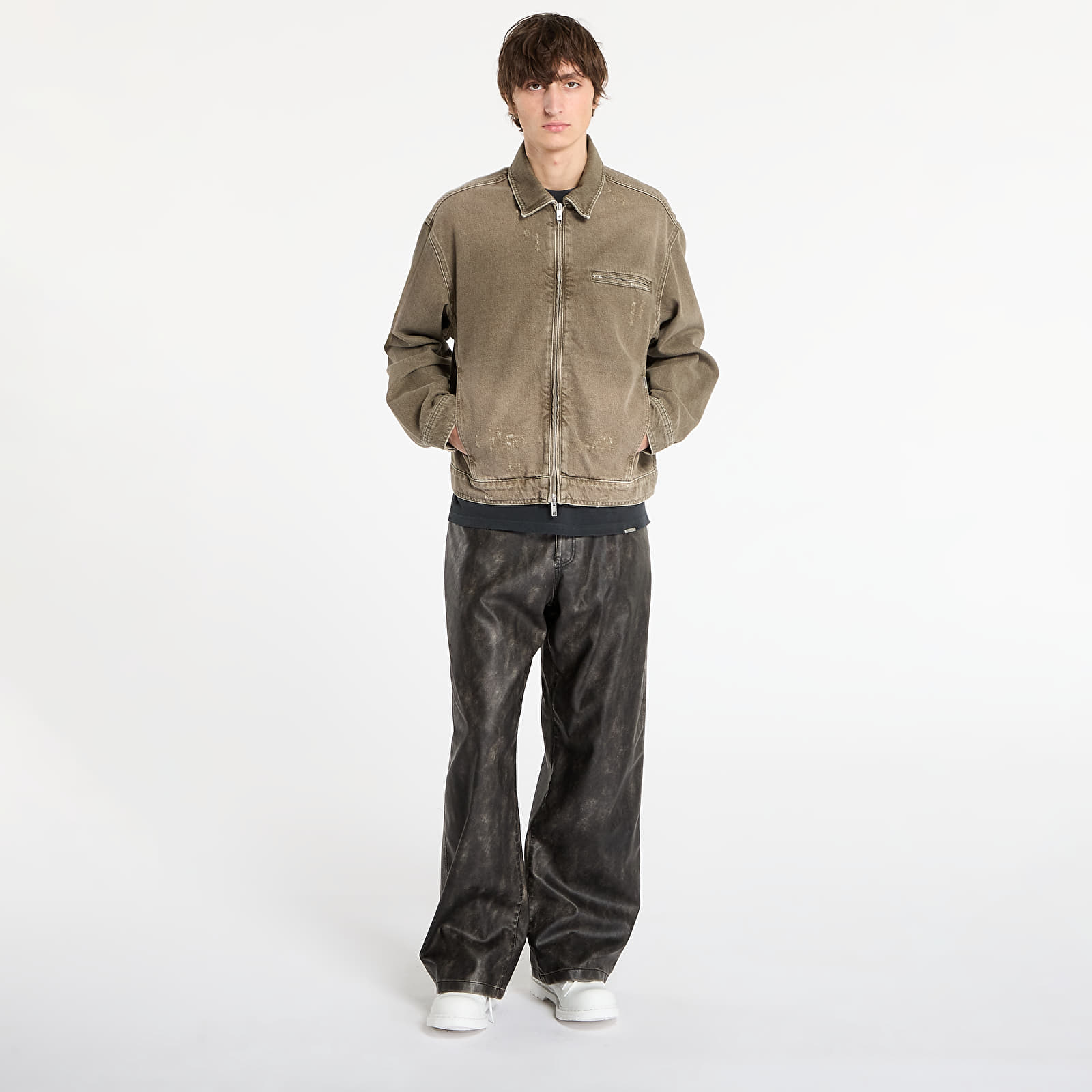 Casacos REPRESENT Collared Denim Jacket Washed Olive