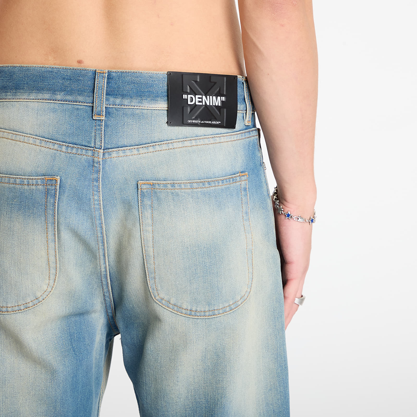 Calças Off-White Diag Raw Patch 90S Skate Jean Dirty Blue