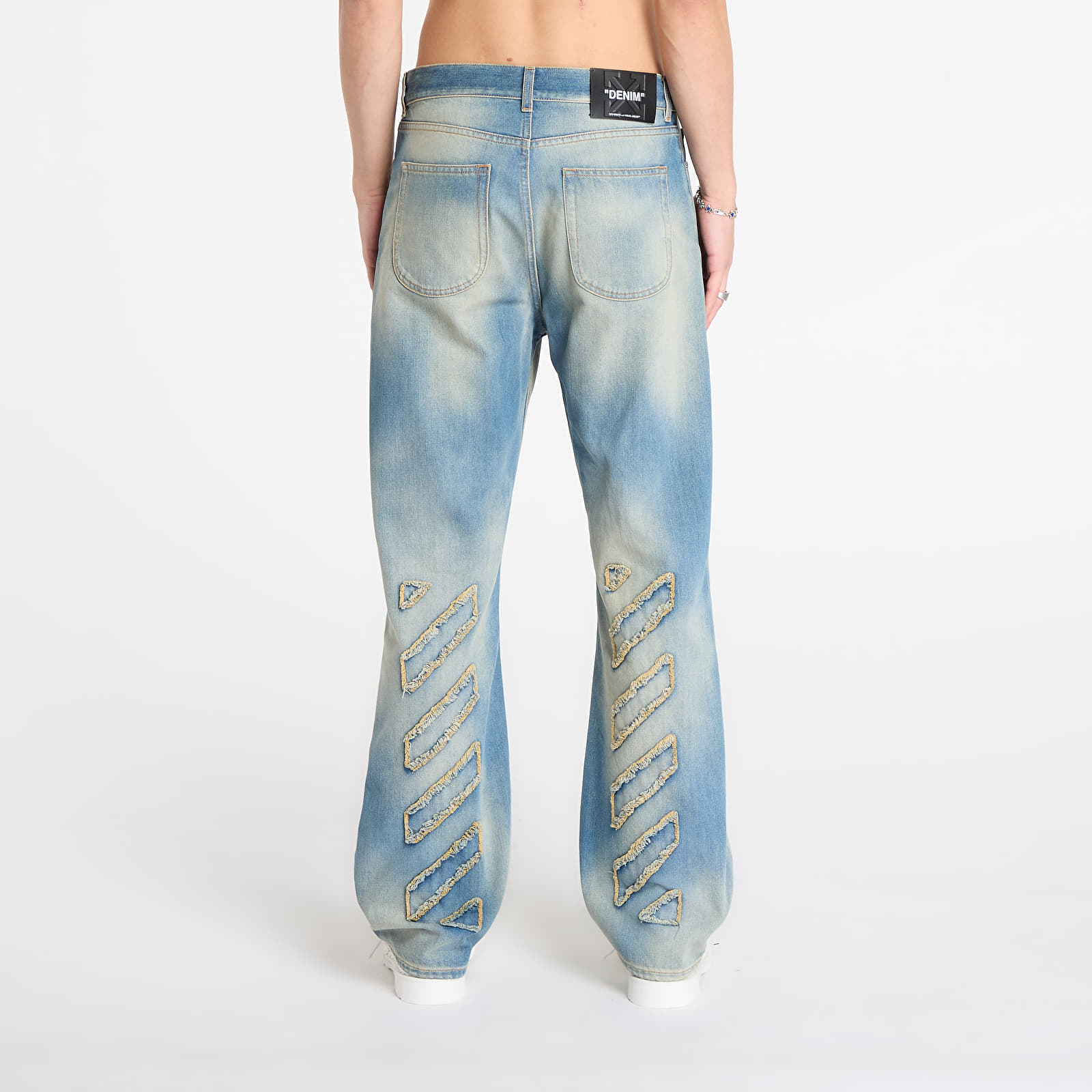 Calças Off-White Diag Raw Patch 90S Skate Jean Dirty Blue