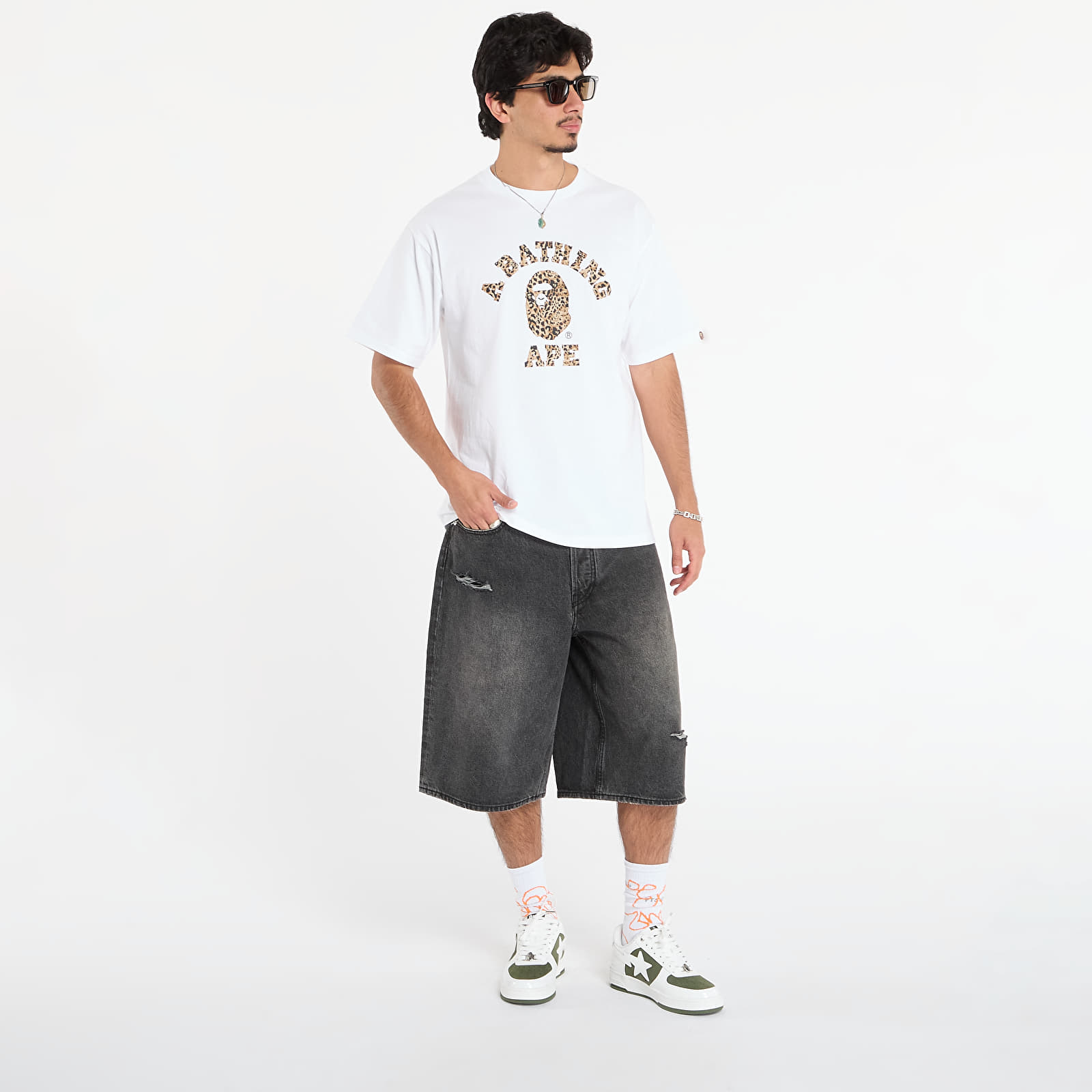 T-shirts A BATHING APE Wild Leopard Pattern College Tee Wha