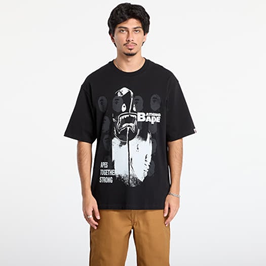 T-shirt A BATHING APE Spray Print Multi Logo Relaxed Fit Tee Black