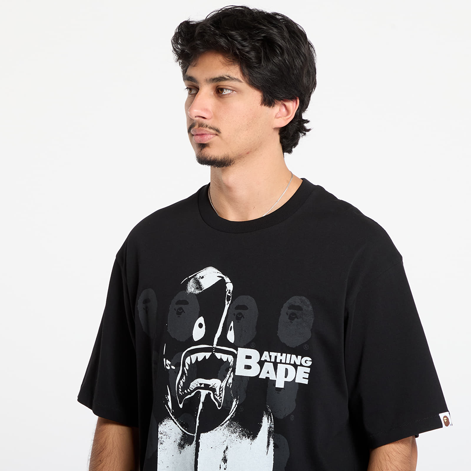 T-shirts A BATHING APE Spray Print Multi Logo Relaxed Fit Tee Black