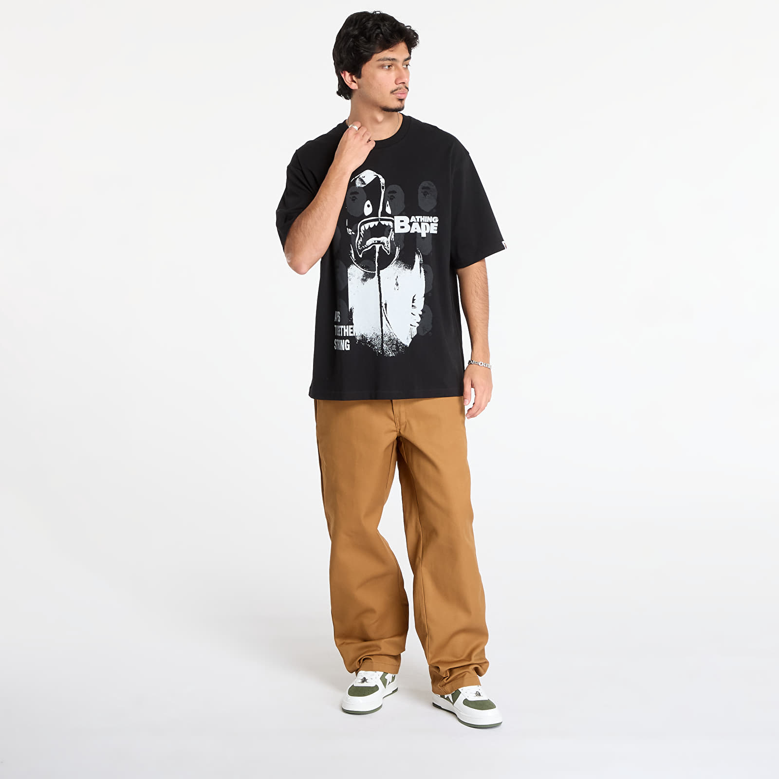 T-shirts A BATHING APE Spray Print Multi Logo Relaxed Fit Tee Black