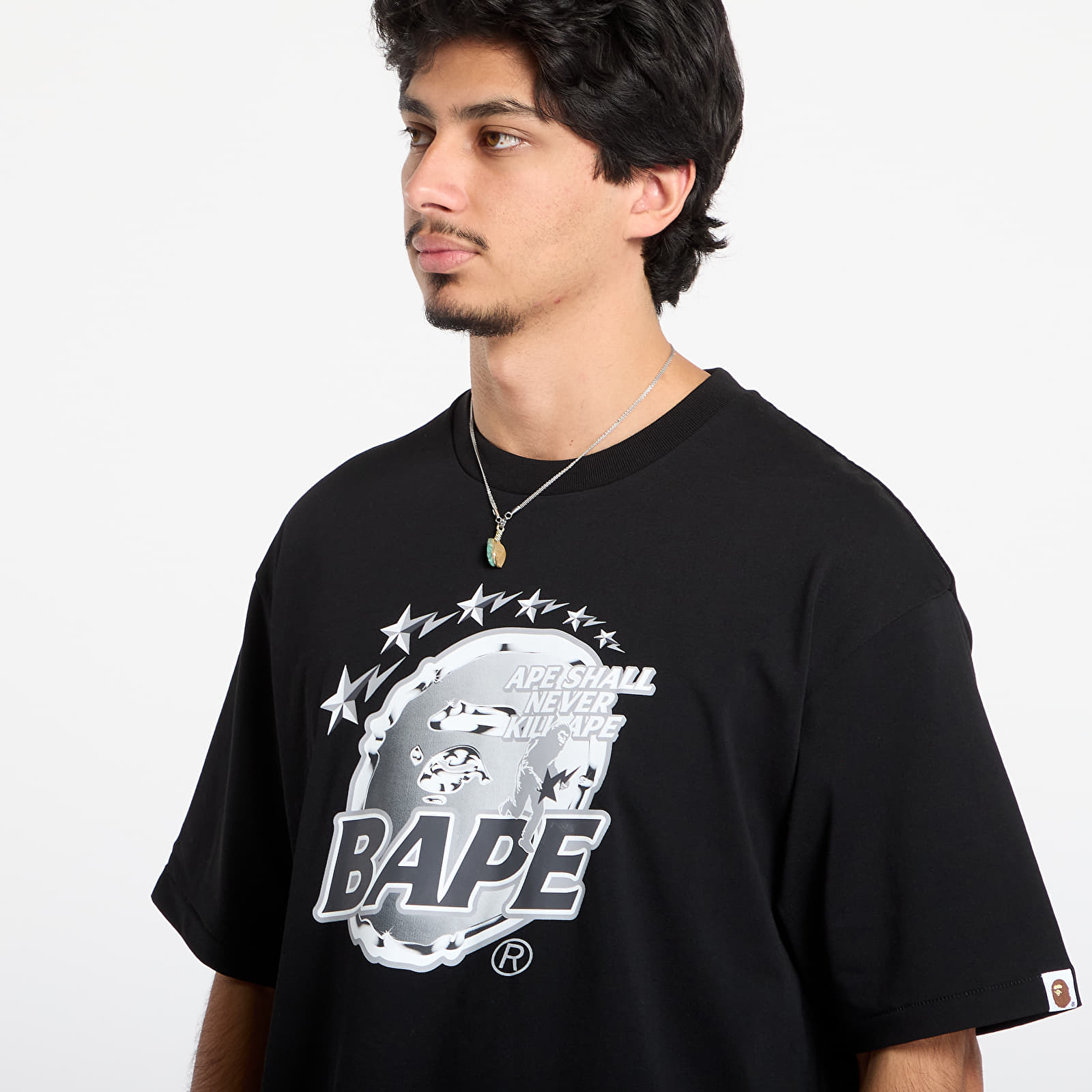 Тениски A BATHING APE Metal Ape Head Relaxed Fit Tee Black
