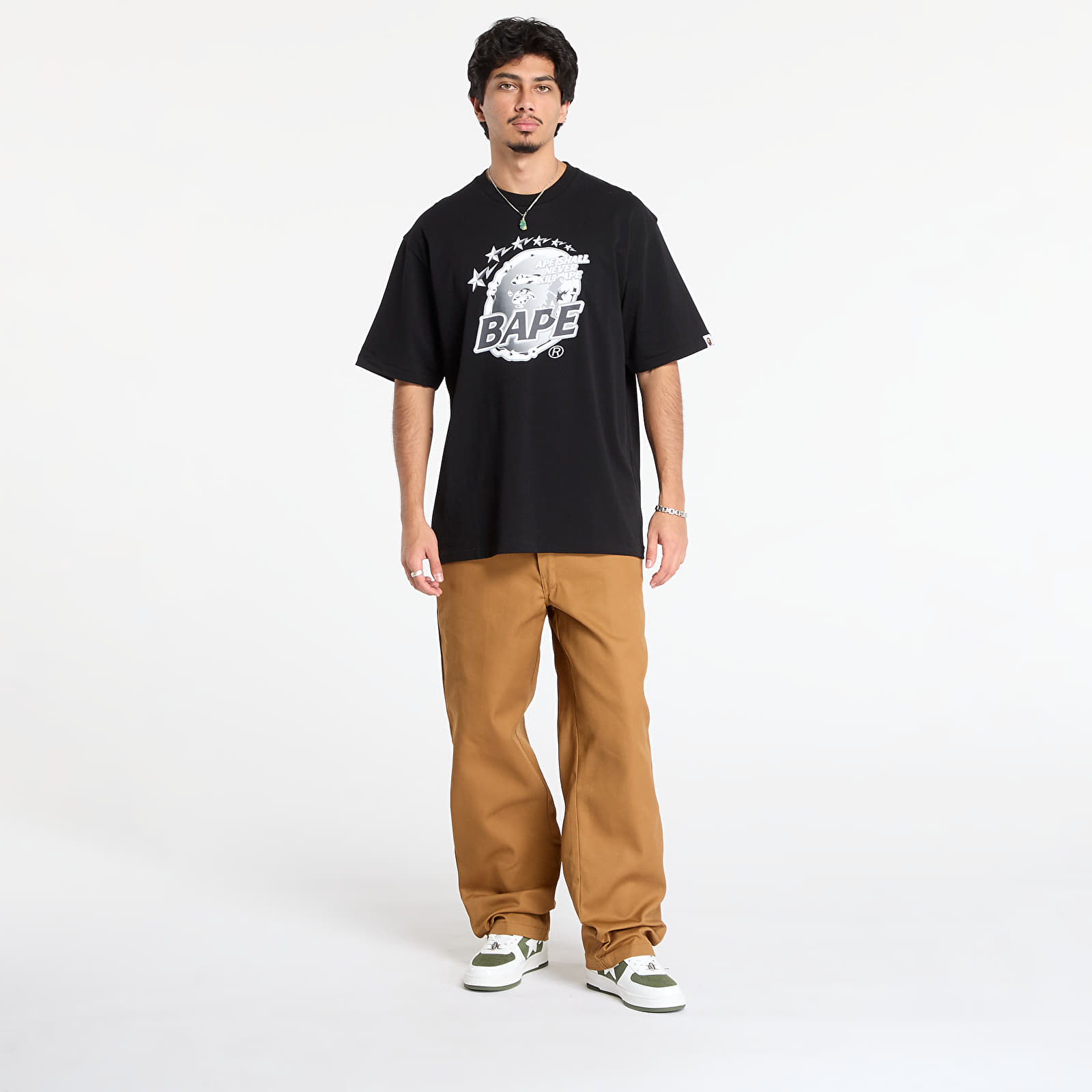 Тениски A BATHING APE Metal Ape Head Relaxed Fit Tee Black