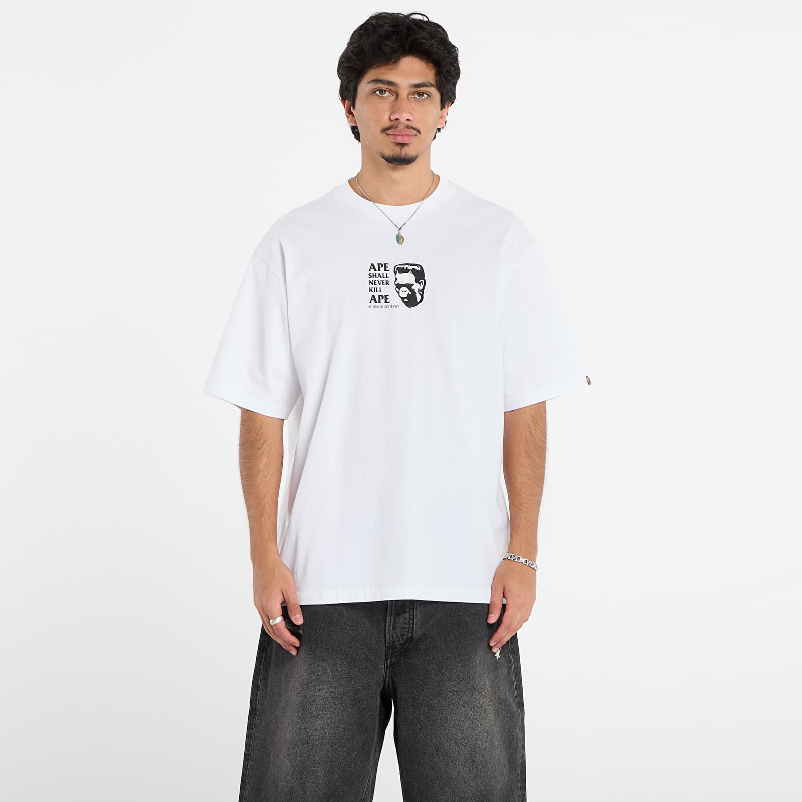 Тениски A BATHING APE Frankenstein Bape Logo Relaxed Fit Tee White