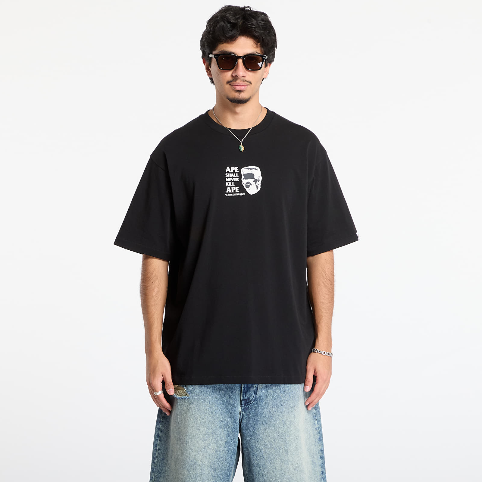 Tricou A BATHING APE Frankenstein Bape Logo Relaxed Fit Tee Black M