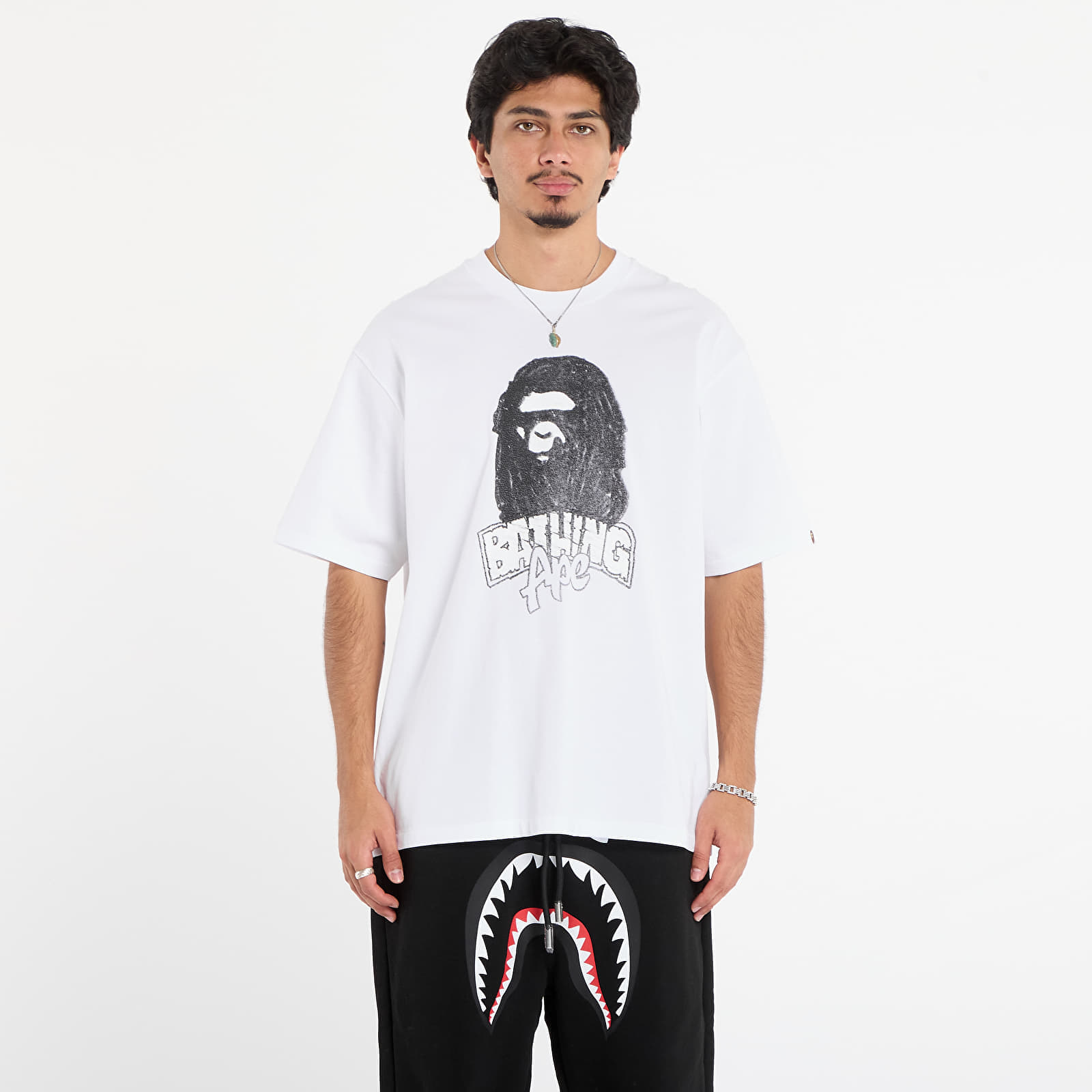 Tricou A BATHING APE Hand Drawn Ape Head Relaxed Fit Tee White S