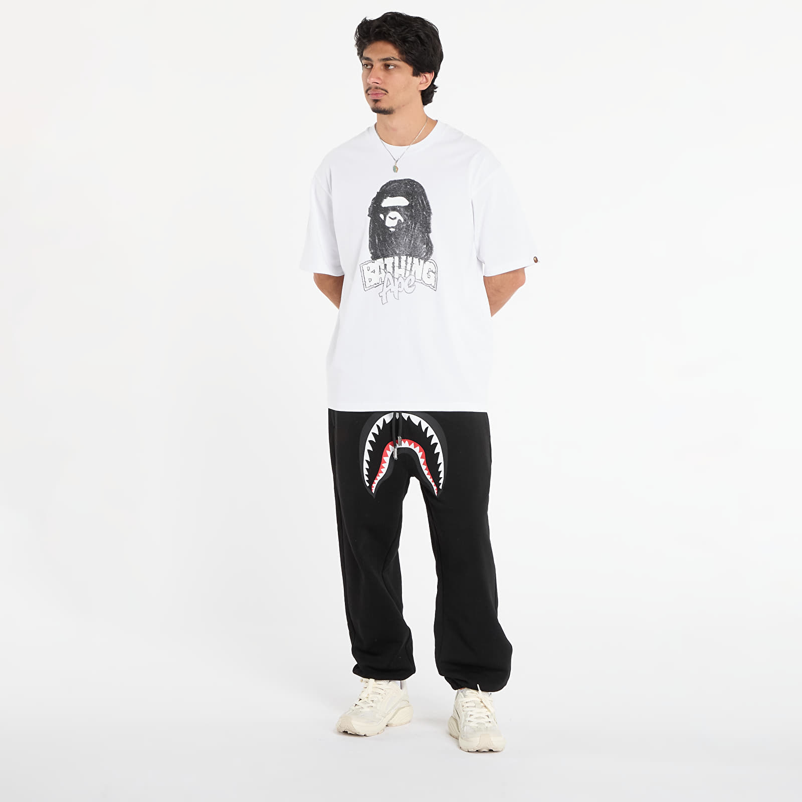 T-shirts A BATHING APE Hand Drawn Ape Head Relaxed Fit Tee White