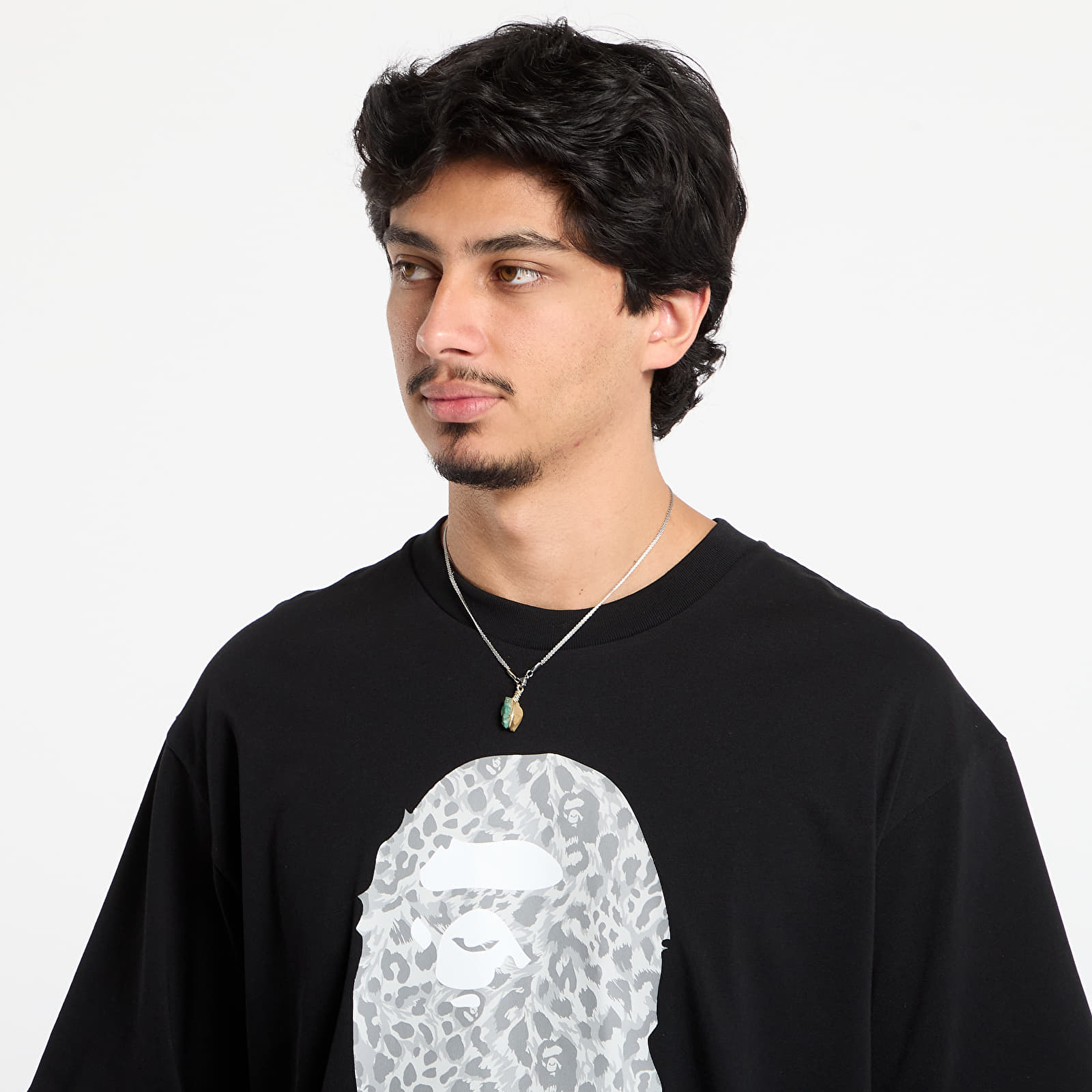 Тениски A BATHING APE Wild Leopard Pattern Ape Head Relaxed Fit Tee Black