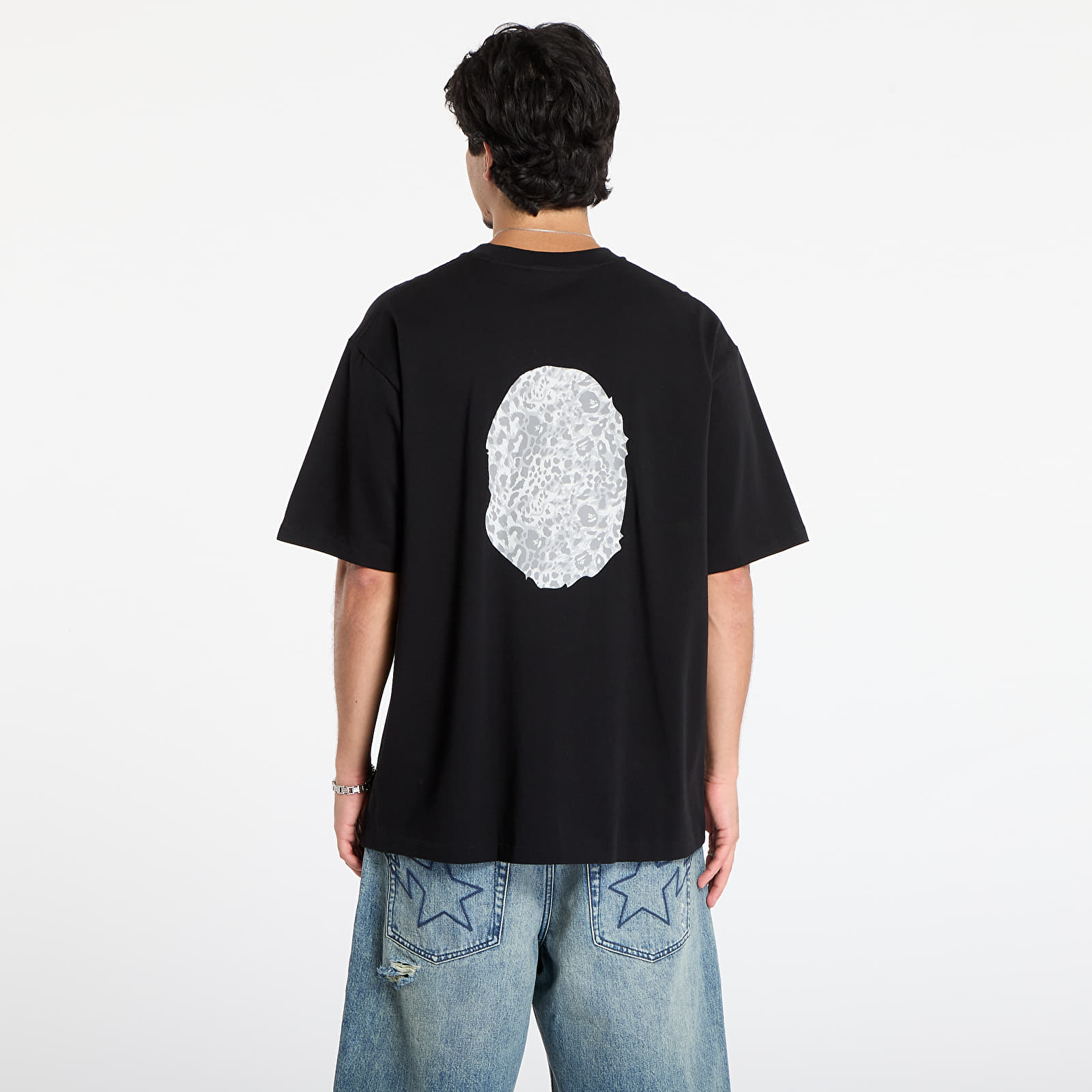 Тениски A BATHING APE Wild Leopard Pattern Ape Head Relaxed Fit Tee Black