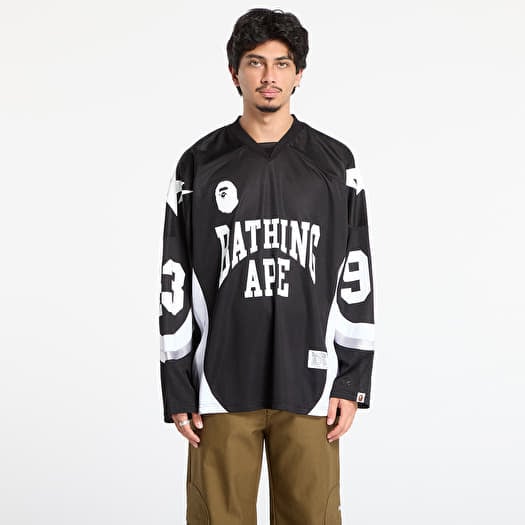 A BATHING APE Line Camo Jacquard Logo Relaxed Fit  Ice Hockey Jersey Black