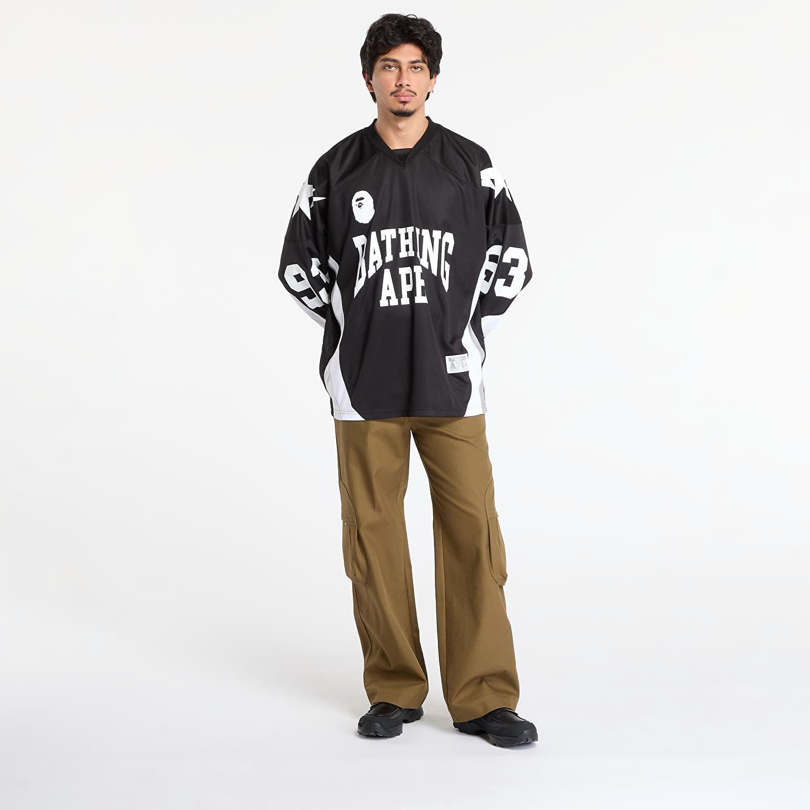 Тениски A BATHING APE Line Camo Jacquard Logo Relaxed Fit  Ice Hockey Jersey Black
