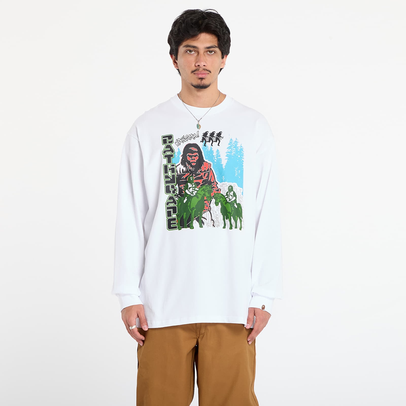 Tricou A BATHING APE Bape Graphic Relaxed Fit Ls Tee White L