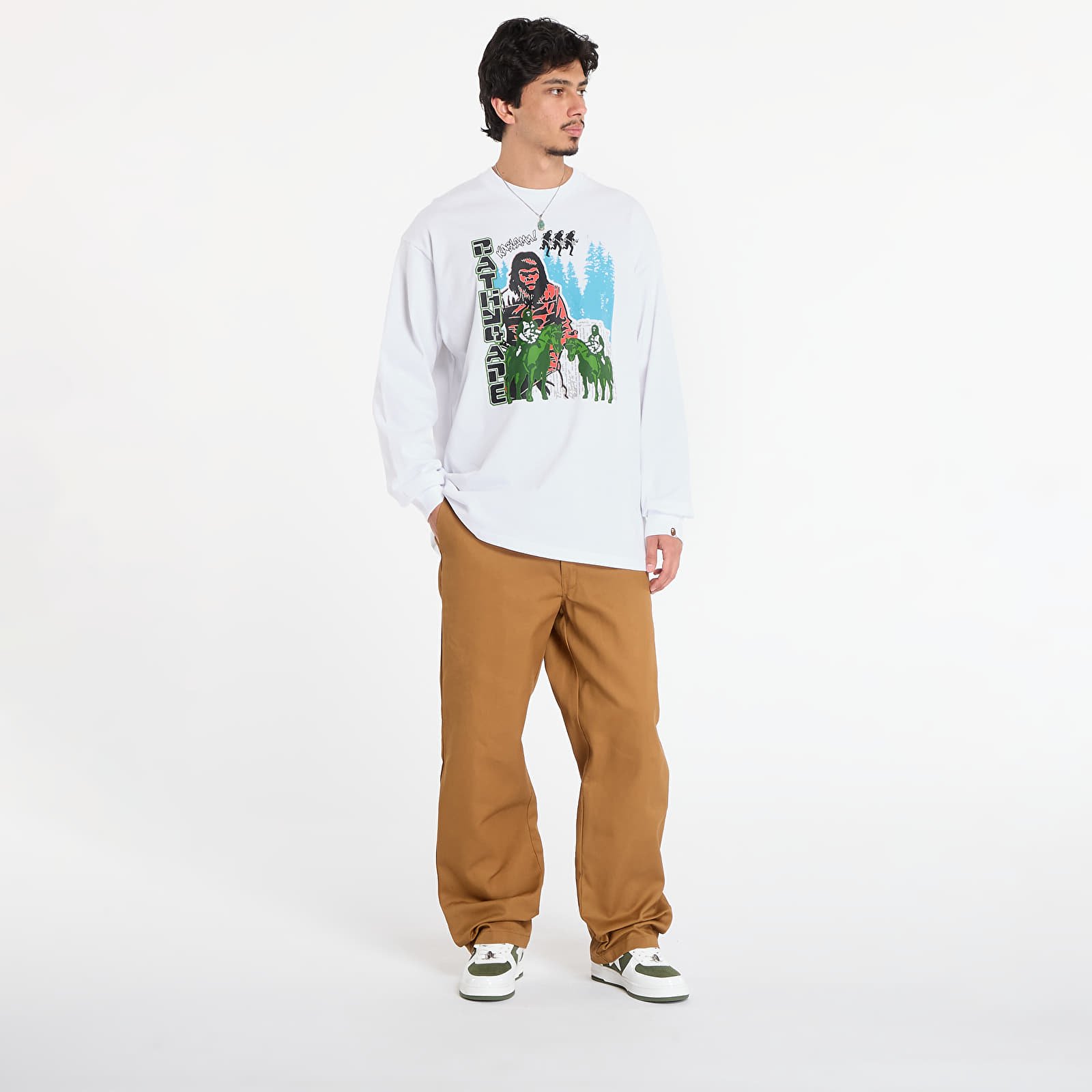 T-shirts A BATHING APE Bape Graphic Relaxed Fit Ls Tee White
