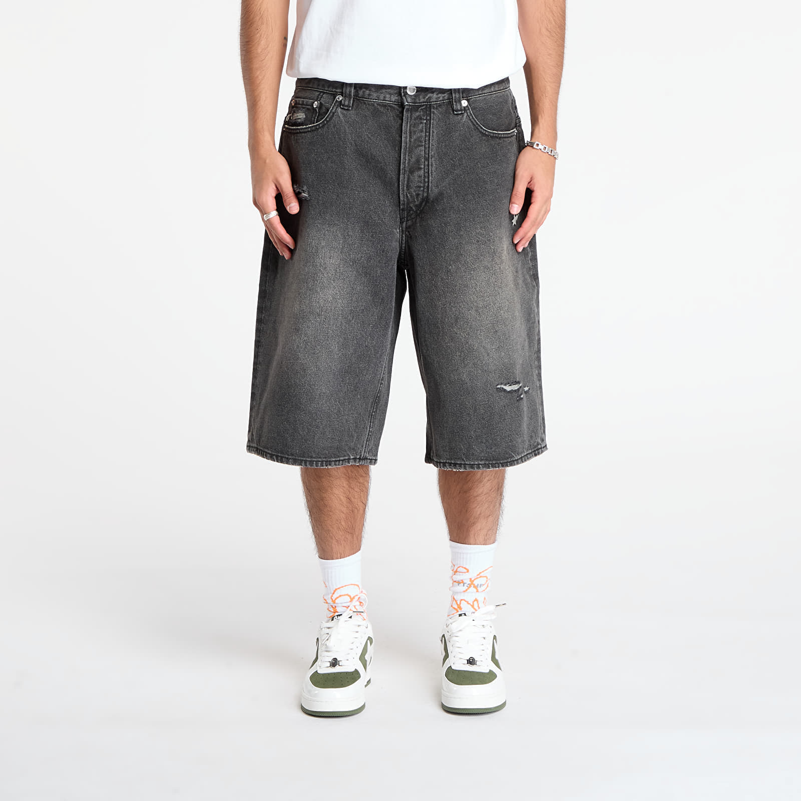 Pantaloni scurți A BATHING APE Sta Relaxed Fit Denim Shorts Black L