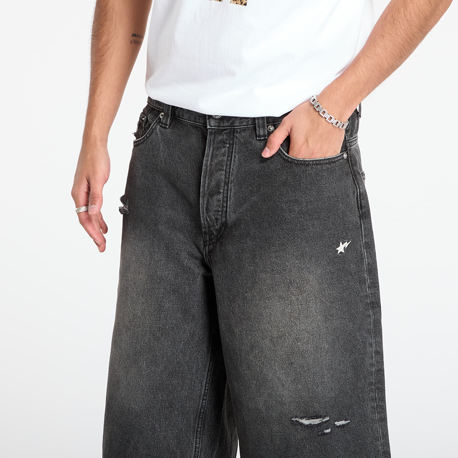 Shorts A BATHING APE Sta Relaxed Fit Denim Shorts Black