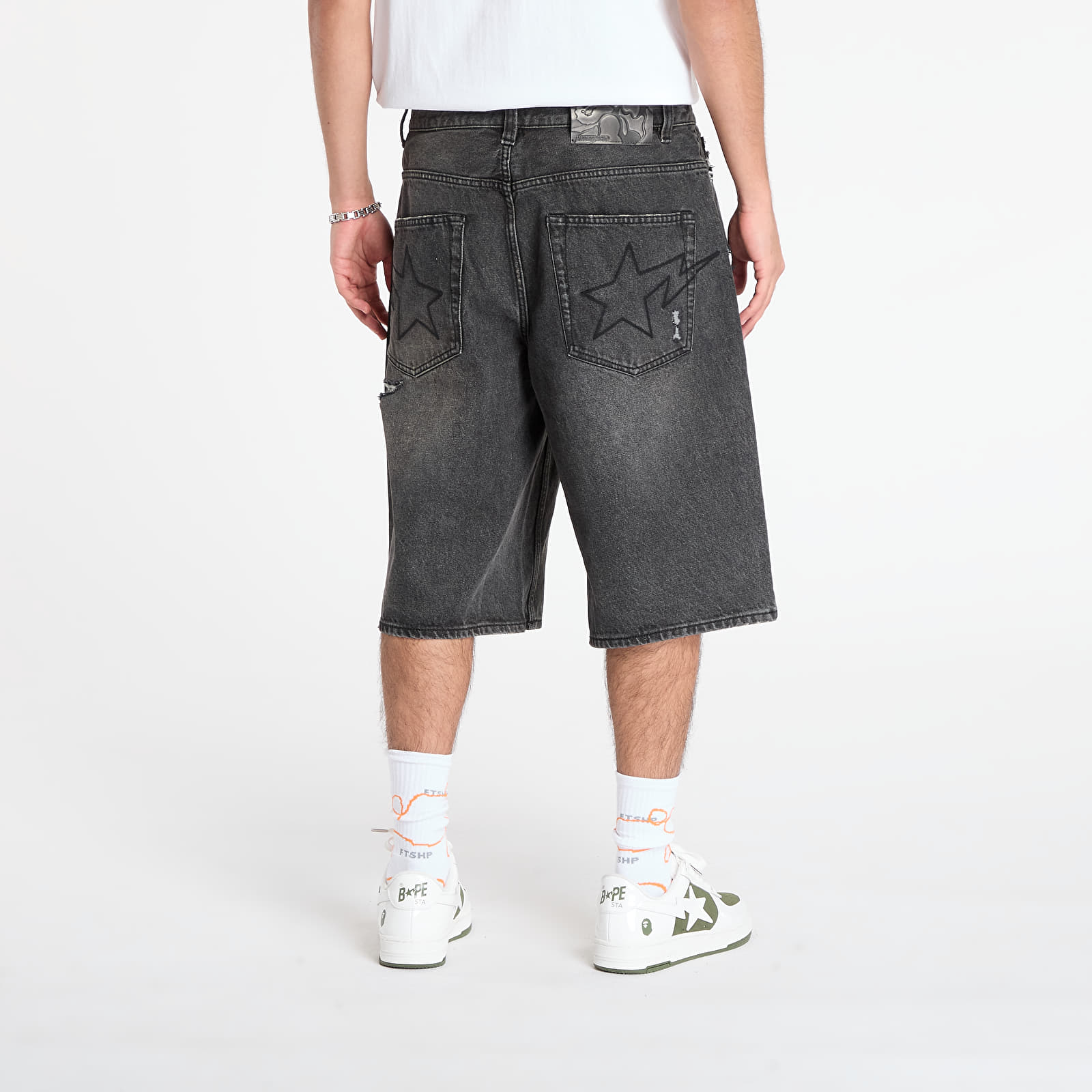 Shorts A BATHING APE Sta Relaxed Fit Denim Shorts Black