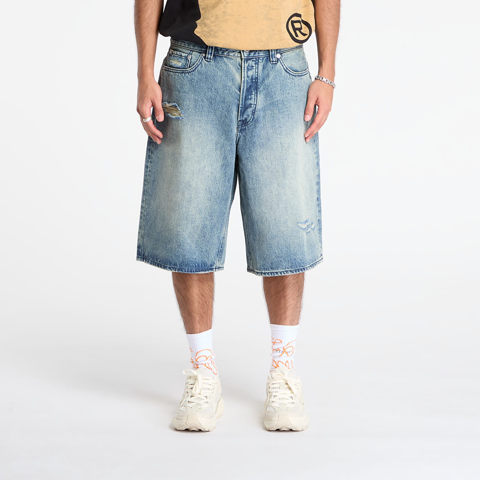 Pantaloni scurți A BATHING APE Sta Relaxed Fit Denim Shorts Lig S
