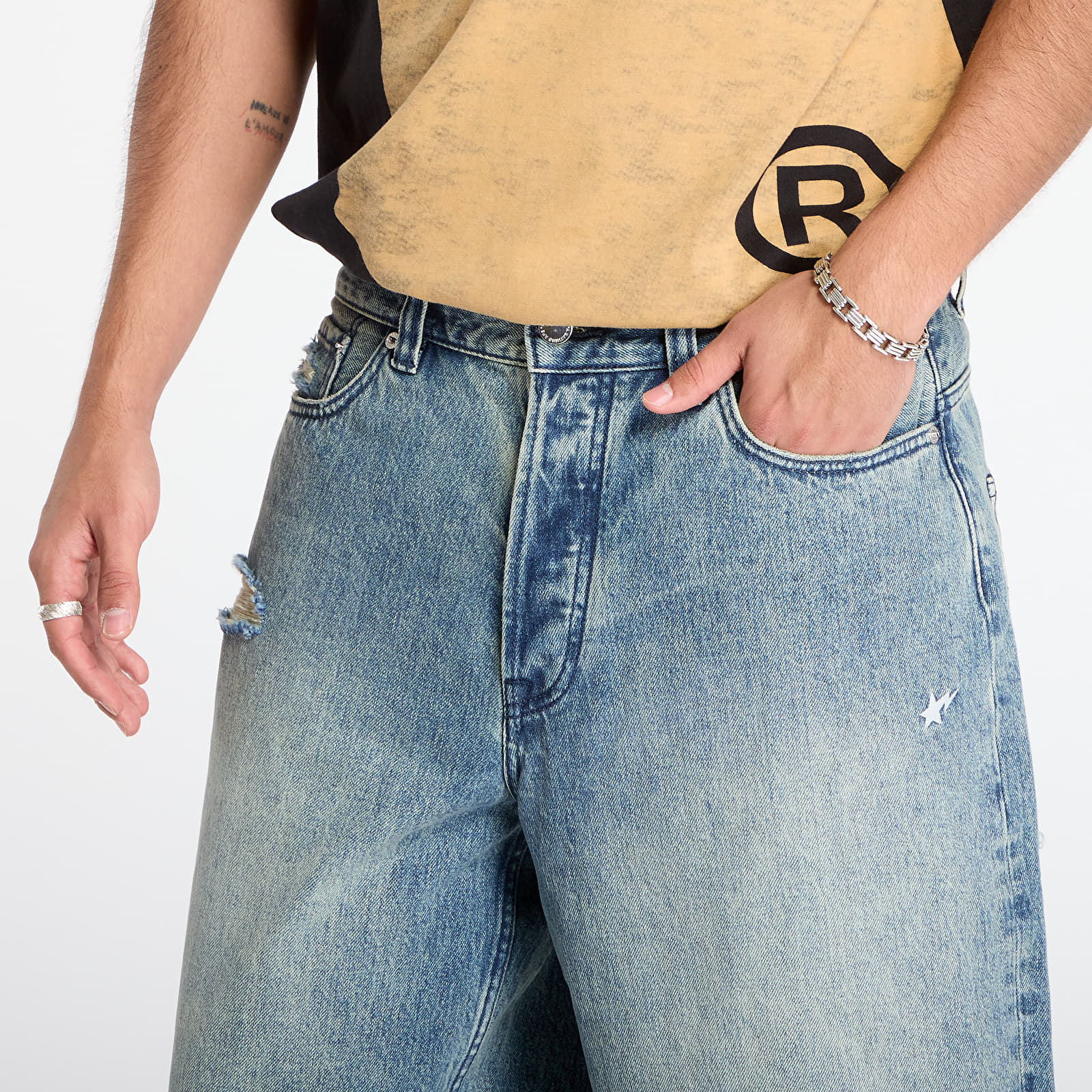Къси панталони A BATHING APE Sta Relaxed Fit Denim Shorts Lig