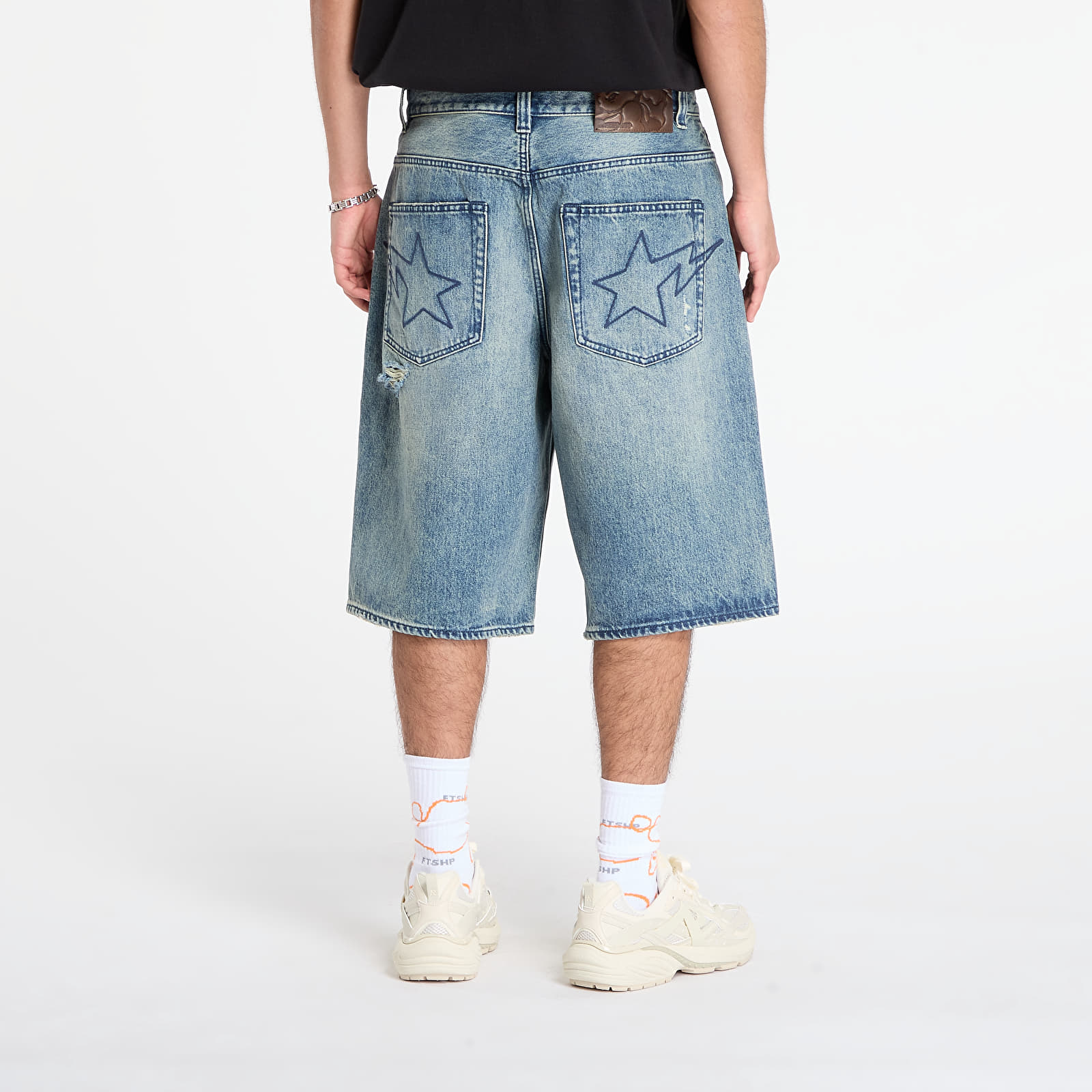 Къси панталони A BATHING APE Sta Relaxed Fit Denim Shorts Lig