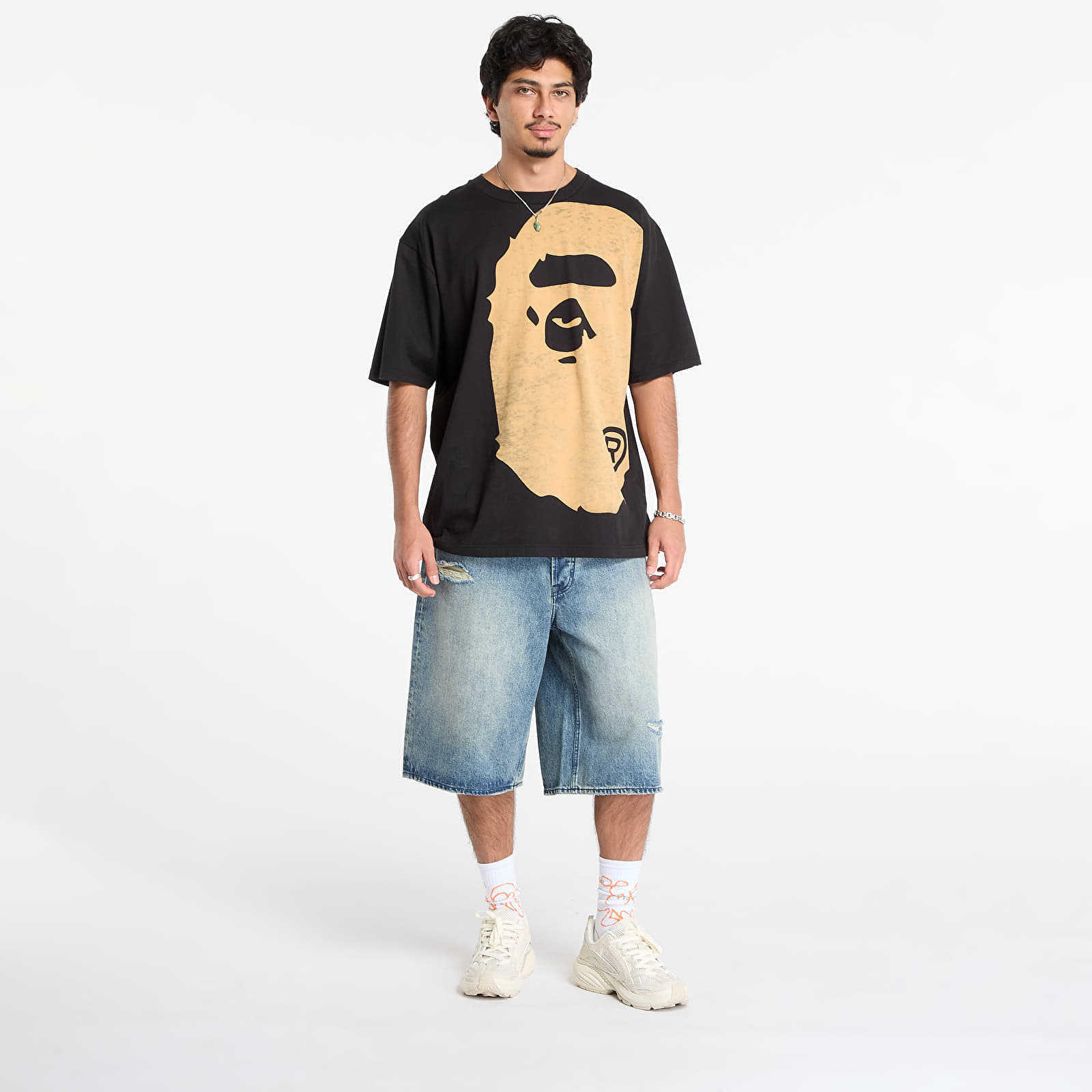 Къси панталони A BATHING APE Sta Relaxed Fit Denim Shorts Lig