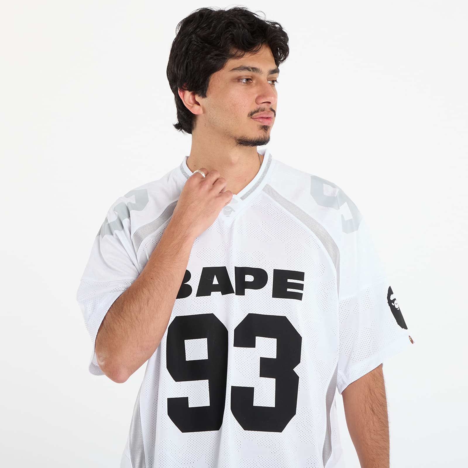 Тениски A BATHING APE Line Camo Jacquard Relaxed Fit Football Jersey White