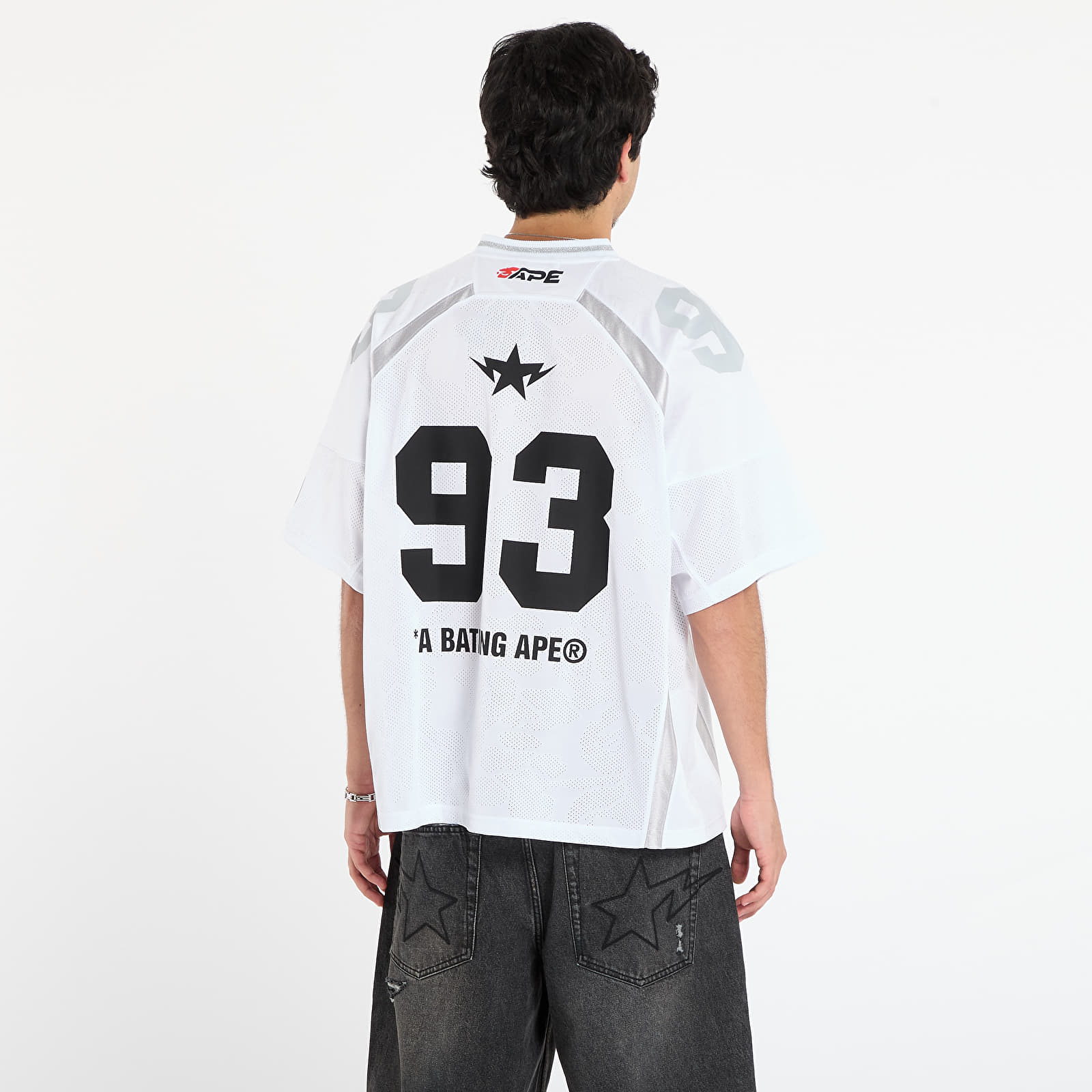 Тениски A BATHING APE Line Camo Jacquard Relaxed Fit Football Jersey White