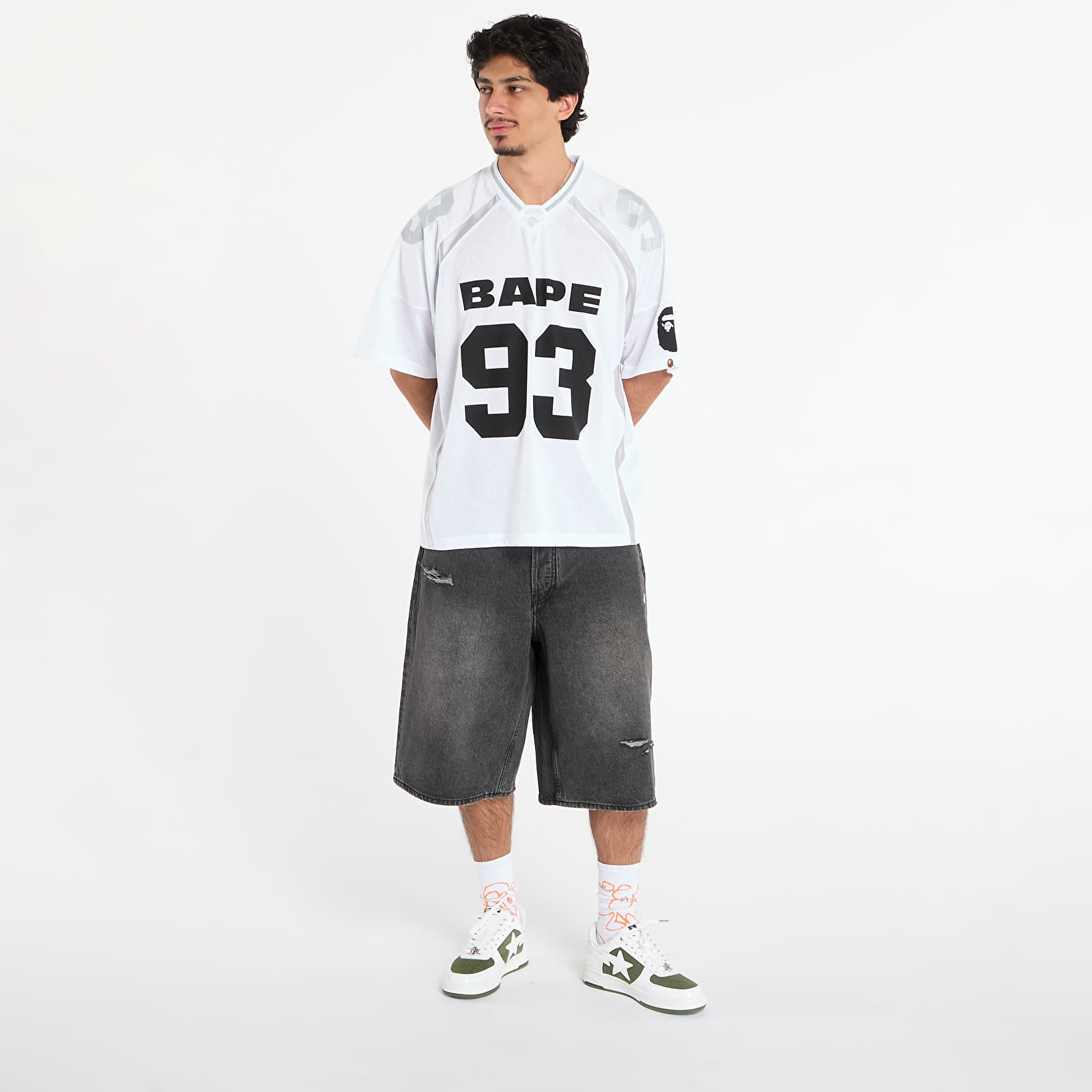 Тениски A BATHING APE Line Camo Jacquard Relaxed Fit Football Jersey White