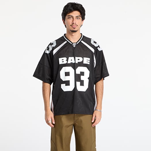 A BATHING APE Line Camo Jacquard Relaxed Fit Football Jersey Black