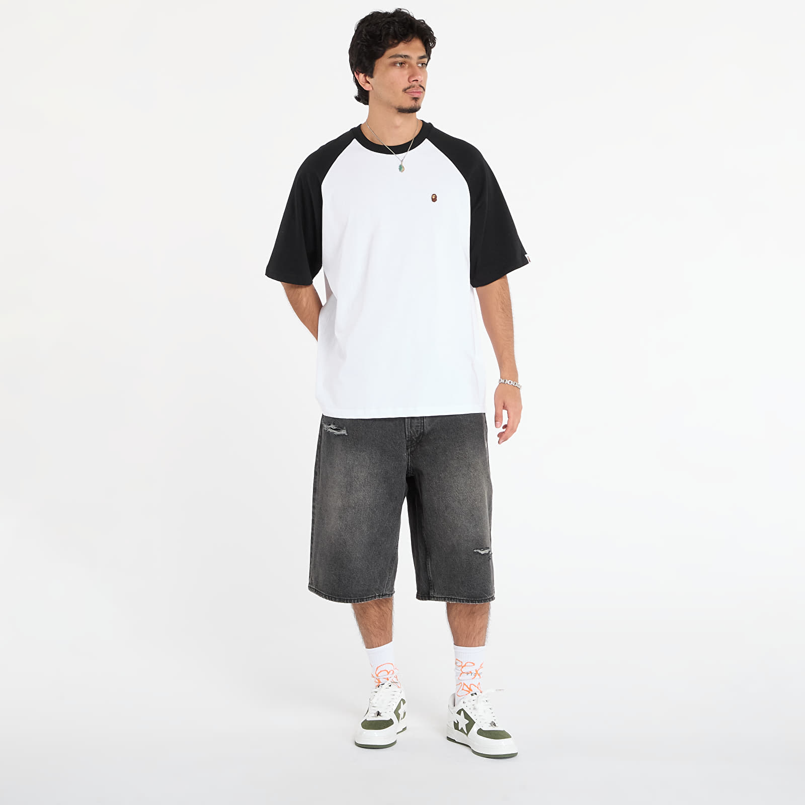Тениски A BATHING APE One Point Relaxed Fit Raglan Tee White