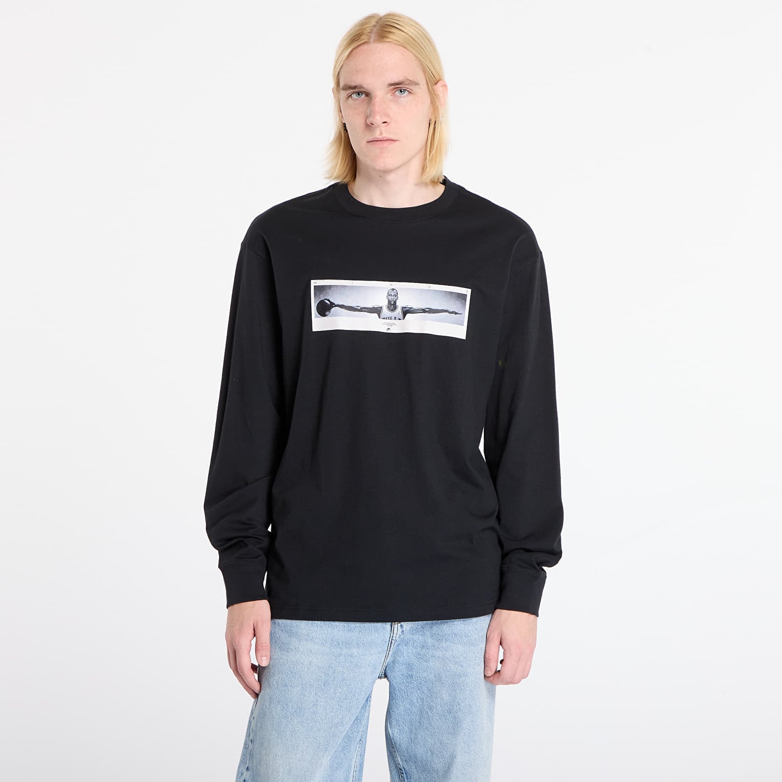 Tricou Jordan M Brand Photo LS Crew Black/ White M