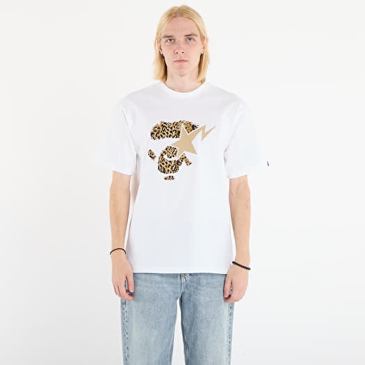 T-shirt A BATHING APE Wild Leopard Pattern Ape Face Sta Tee UNISEX White