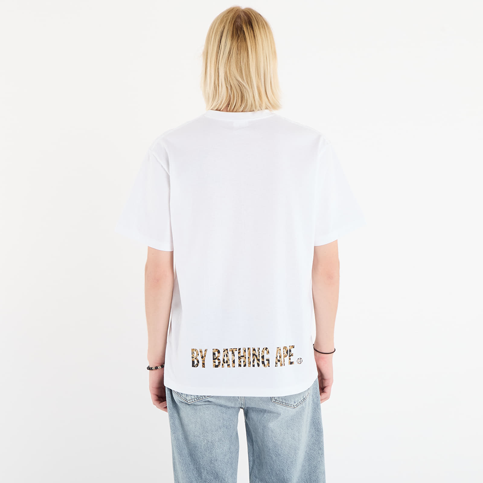 T-shirty męskie A BATHING APE Wild Leopard Pattern Ape Face Sta Tee UNISEX White