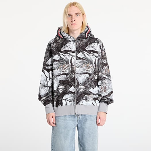 A BATHING APE Tree Edge Camo Shark Relaxed Fit Full Zip Hoodie UNISEX White