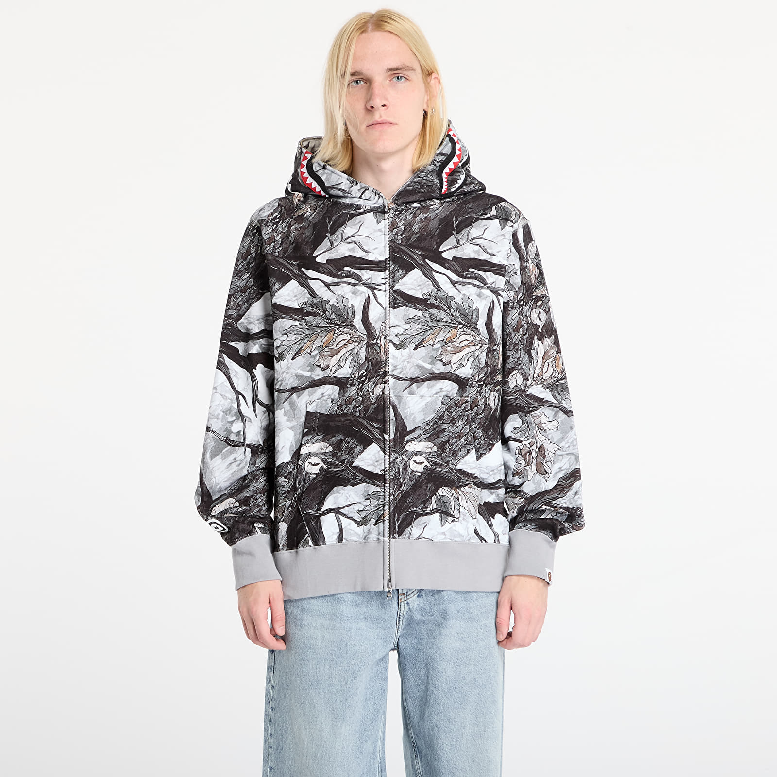 Men's hoodies A BATHING APE Tree Edge Camo Shark Relaxed Fit Full Zip Hoodie UNISEX White