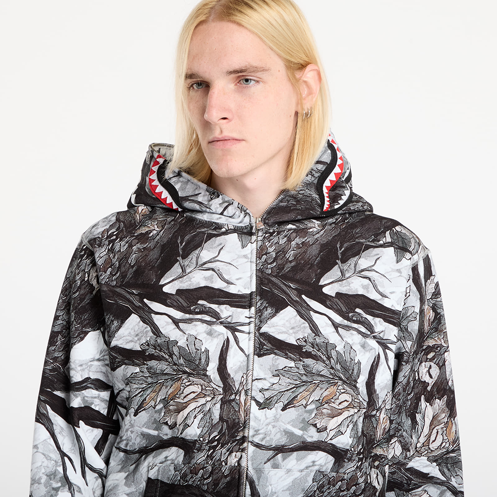 Men's hoodies A BATHING APE Tree Edge Camo Shark Relaxed Fit Full Zip Hoodie UNISEX White