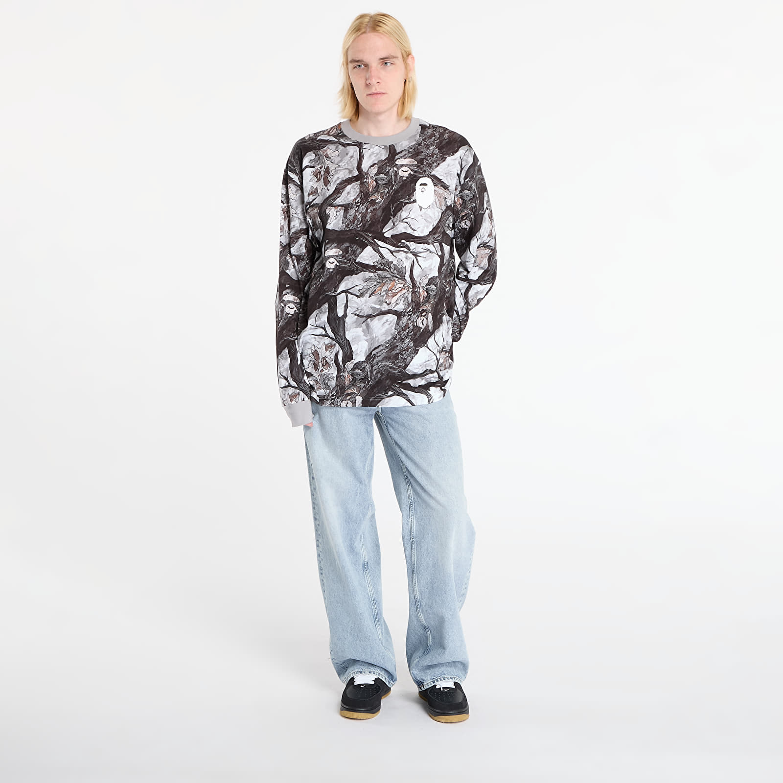 T-shirty męskie A BATHING APE Tree Edge Camo Relaxed Fit Ls Tee UNISEX White