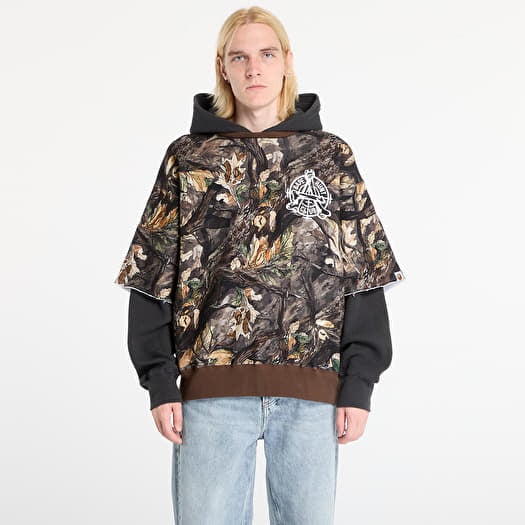 A BATHING APE Tree Edge Camo Layered Pullover Hoodie UNISEX Brown