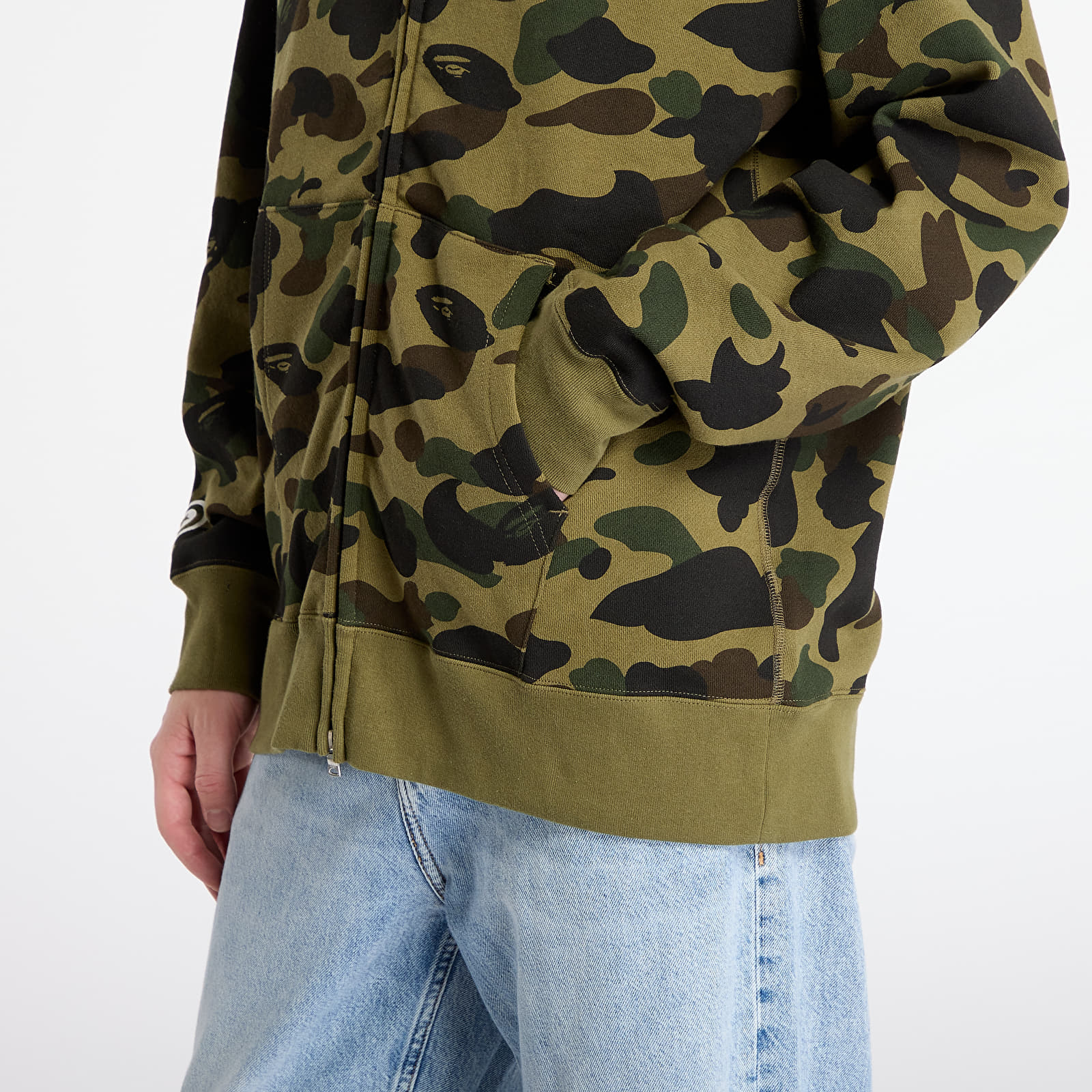 Mikiny A BATHING APE 1St Camo Shark Full Zip Hoodie UNISEX Green