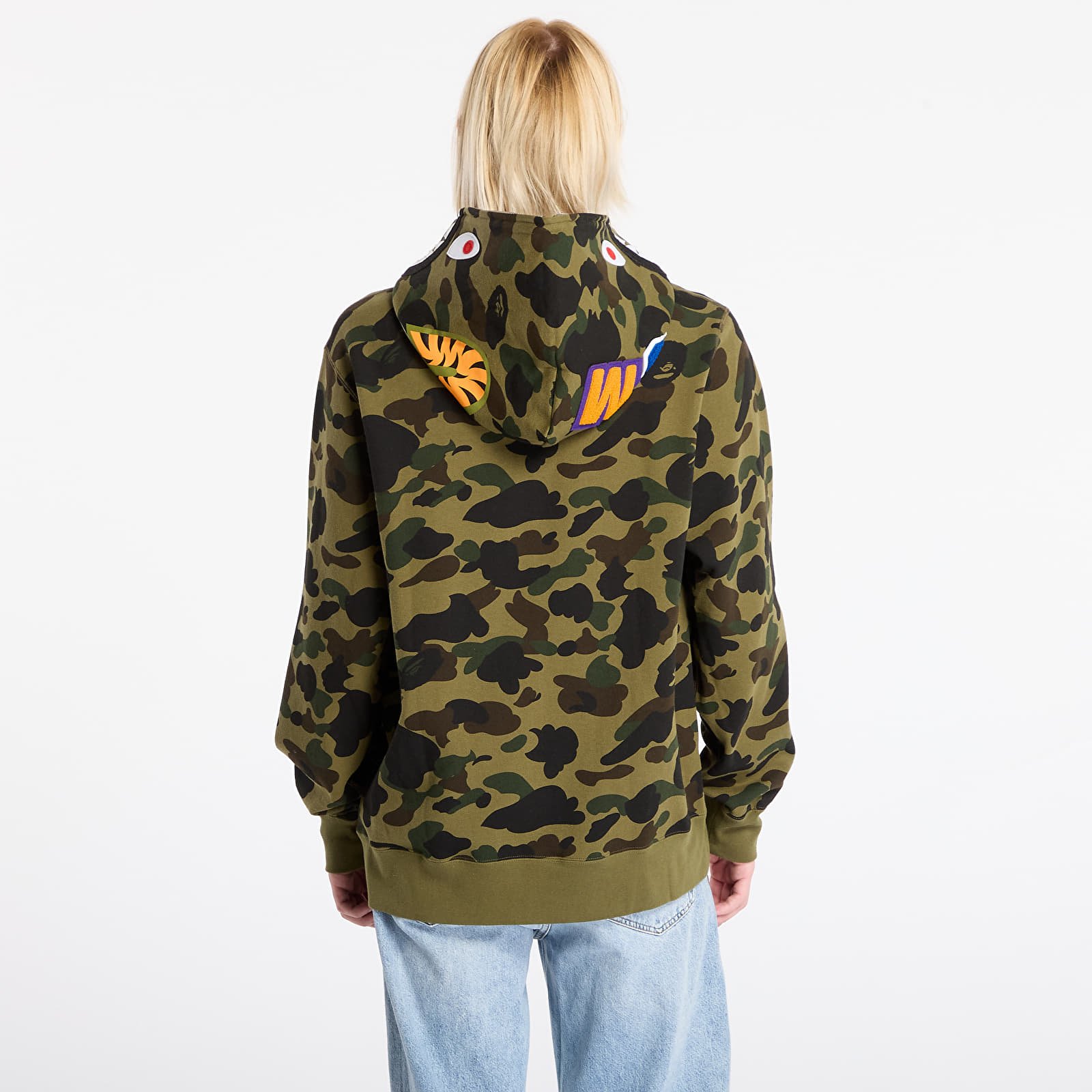 Mikiny A BATHING APE 1St Camo Shark Full Zip Hoodie UNISEX Green