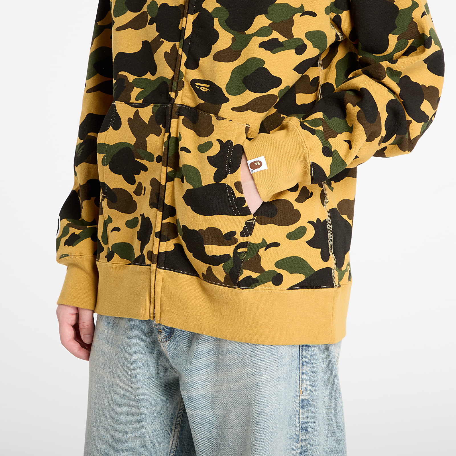 Casacos com capuz para homem A BATHING APE 1St Camo Shark Full Zip Hoodie UNISEX Yellow
