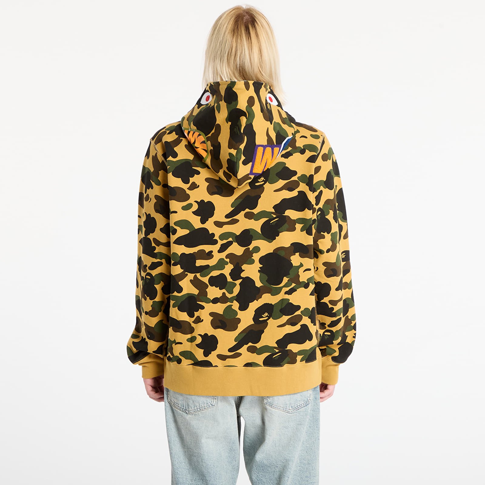 Casacos com capuz para homem A BATHING APE 1St Camo Shark Full Zip Hoodie UNISEX Yellow