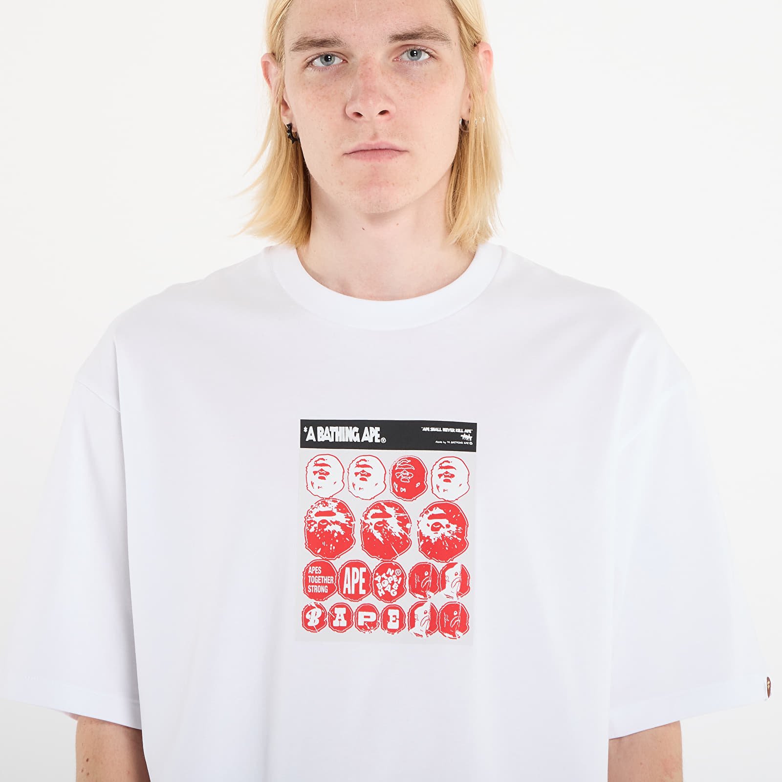 Тениски A BATHING APE Bape Sticker Graphic Relaxed Fit Tee White
