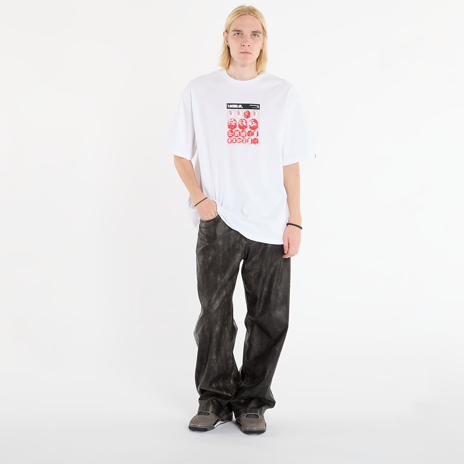 Тениски A BATHING APE Bape Sticker Graphic Relaxed Fit Tee White