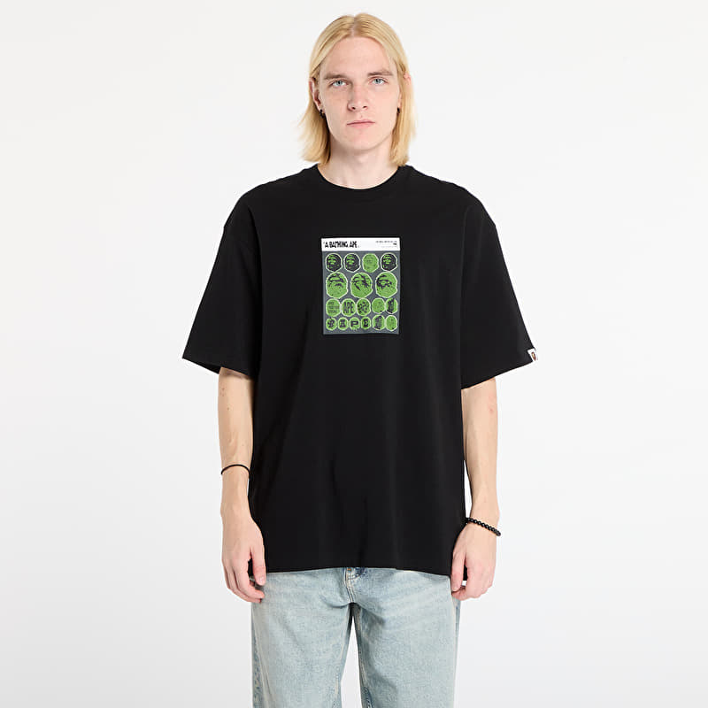 A BATHING APE Bape Sticker Graphic Relaxed Fit Tee Black