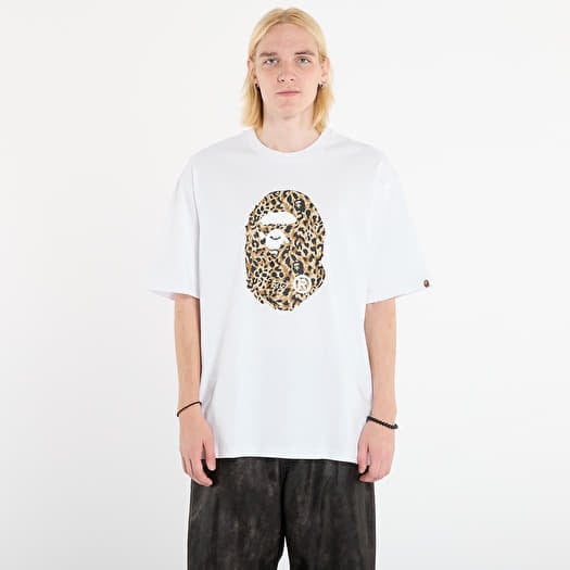 A BATHING APE Wild Leopard Pattern Ape Head Relaxed Fit Tee White