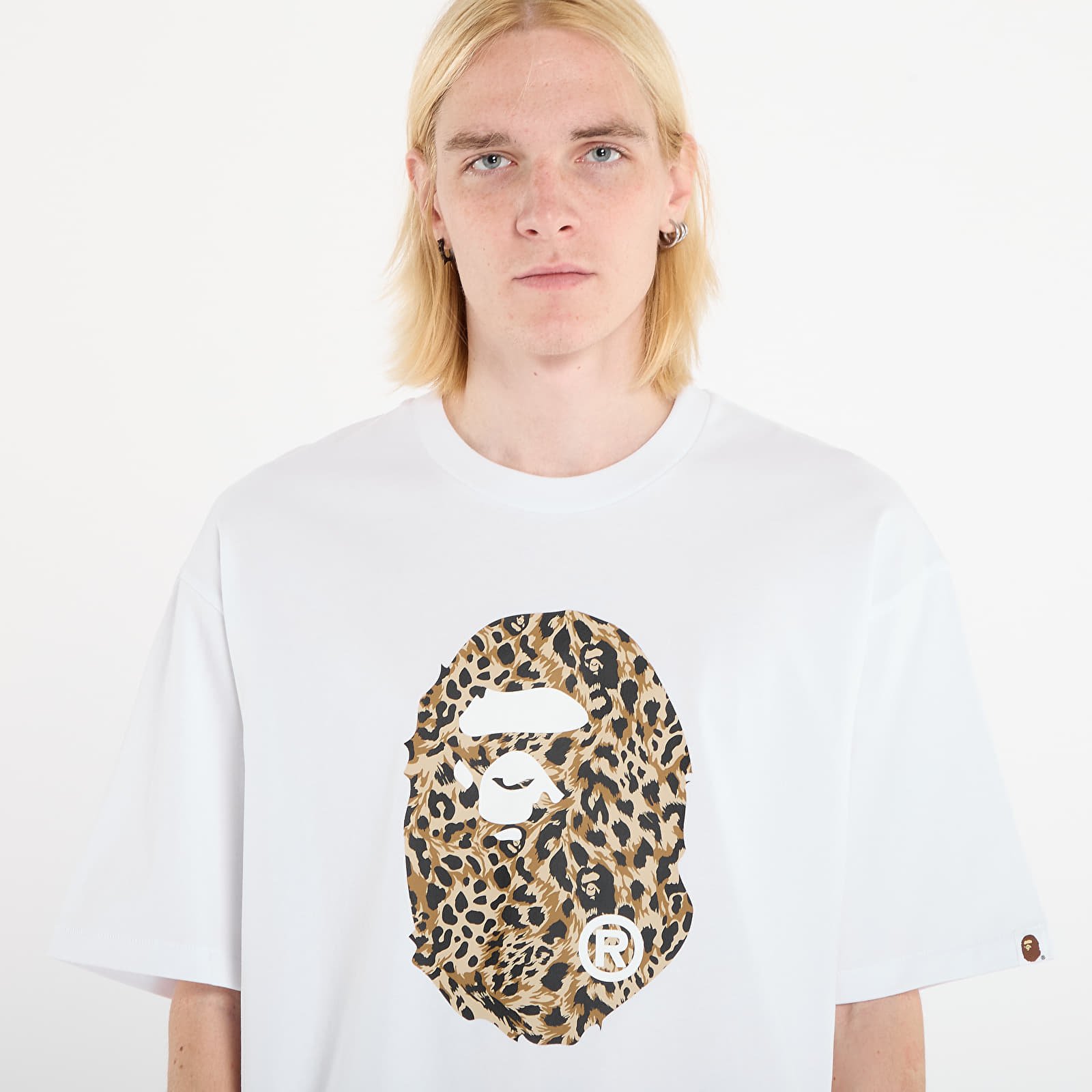 T-shirts A BATHING APE Wild Leopard Pattern Ape Head Relaxed Fit Tee White