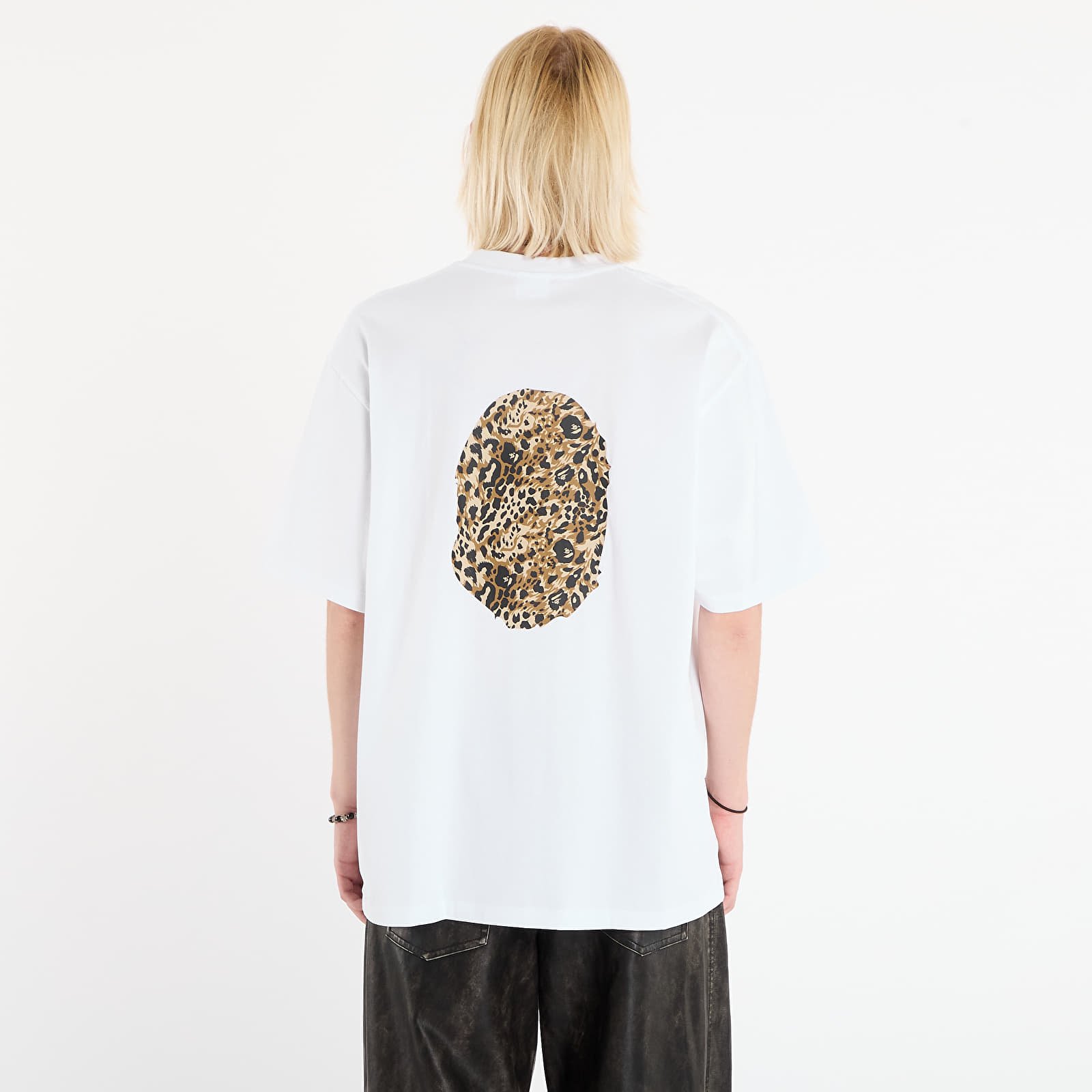 T-shirts A BATHING APE Wild Leopard Pattern Ape Head Relaxed Fit Tee White